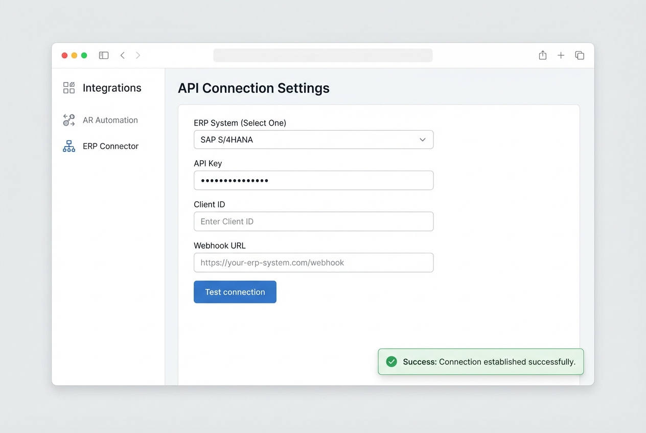 API connection settings page mock screenshot