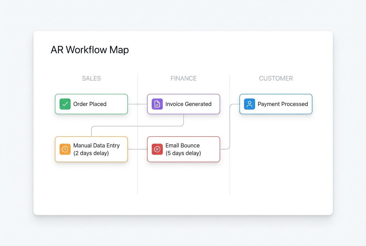 AR workflow map mock dashboard
