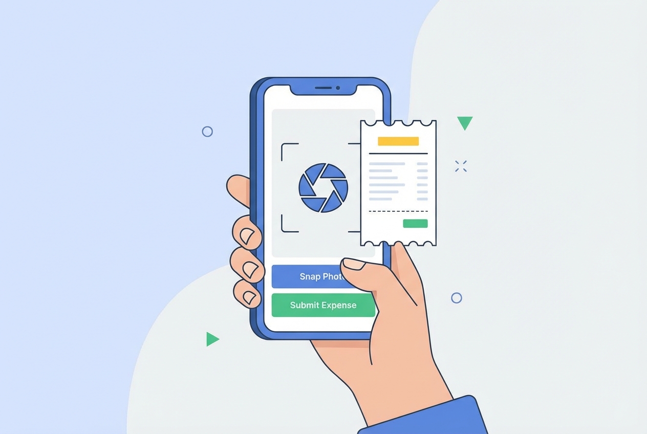 Employee submitting an expense with mobile receipt capture
