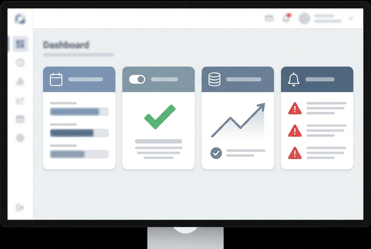 Mock payroll tax filing dashboard with upcoming deadlines and auto-submit controls