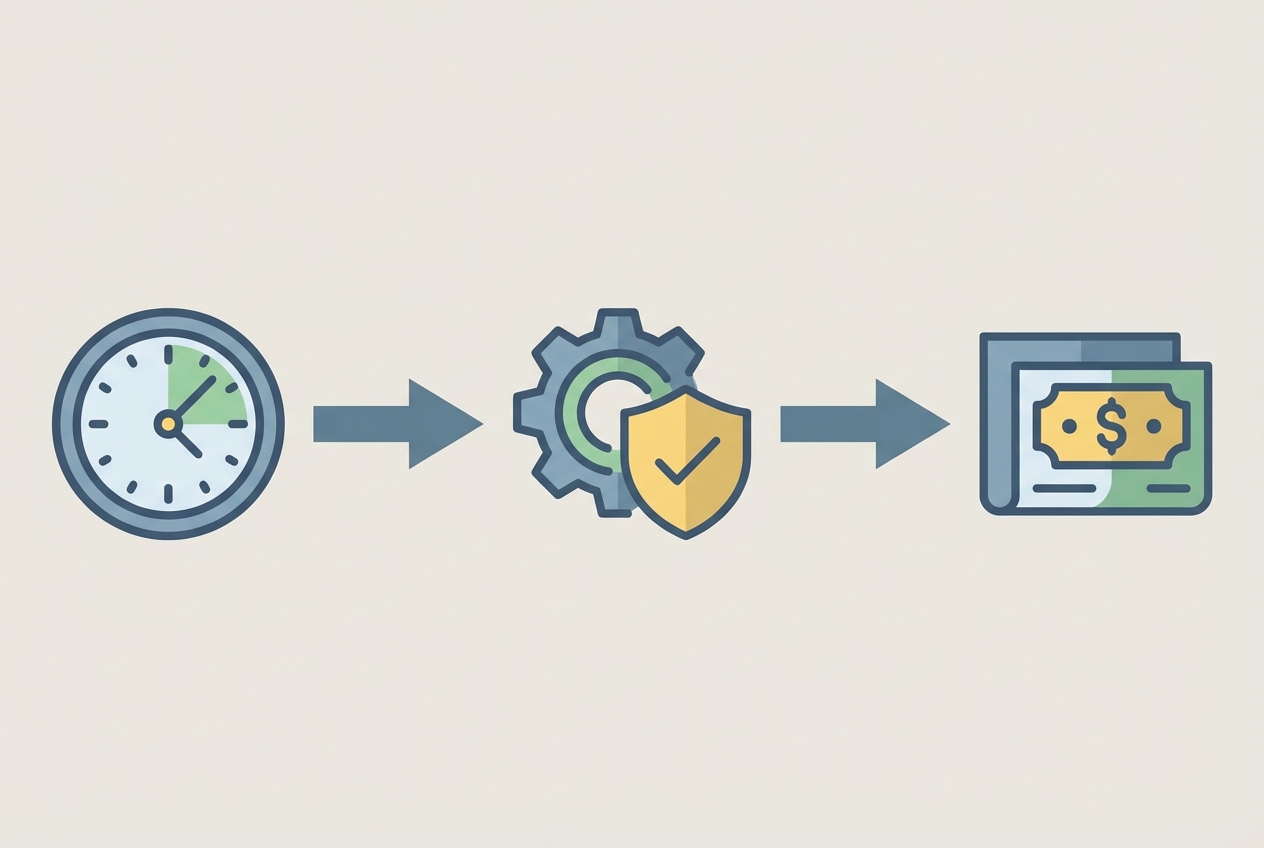 Data flow diagram from time tracking to compliance engine to payroll output