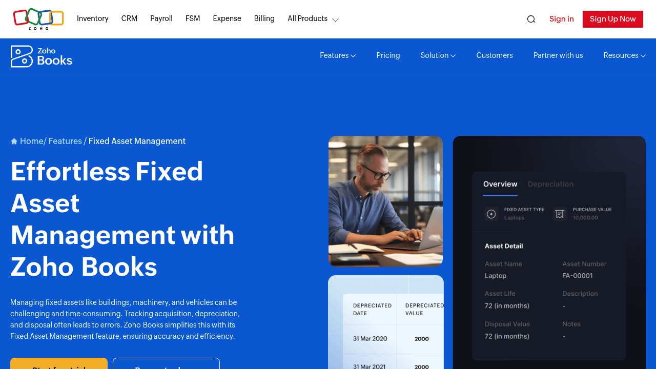 Zoho Books Landing Page