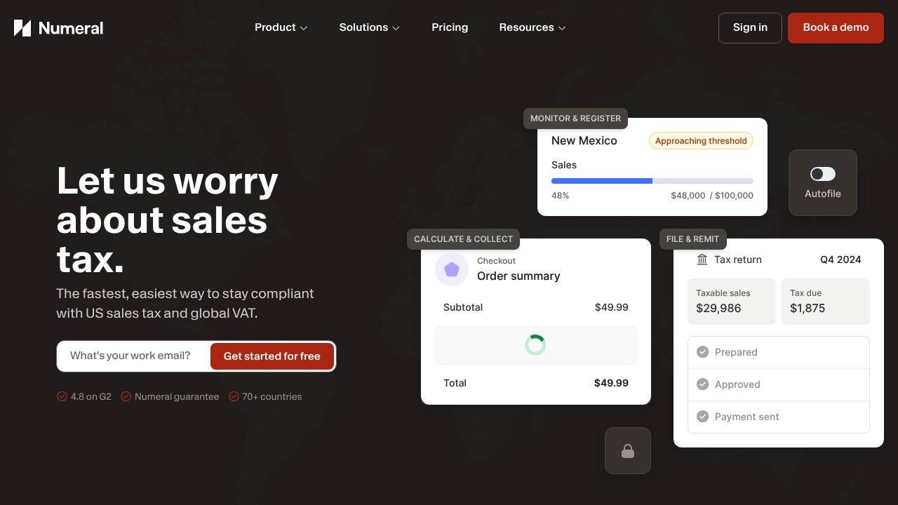 Numeral landing page
