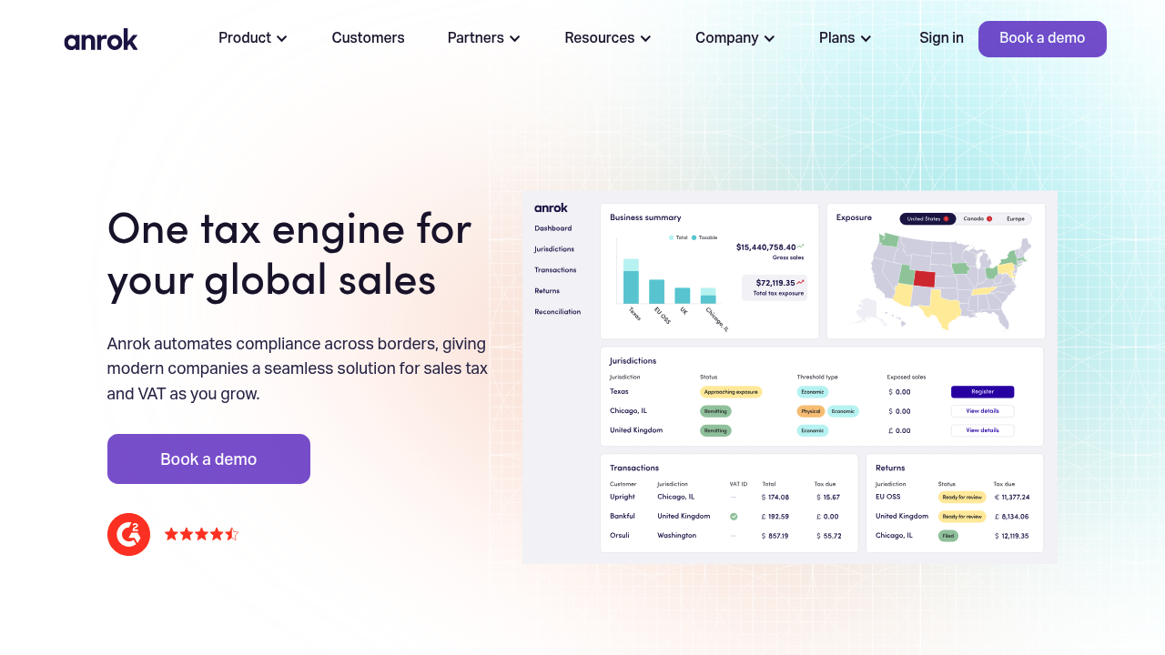 Anrok landing page