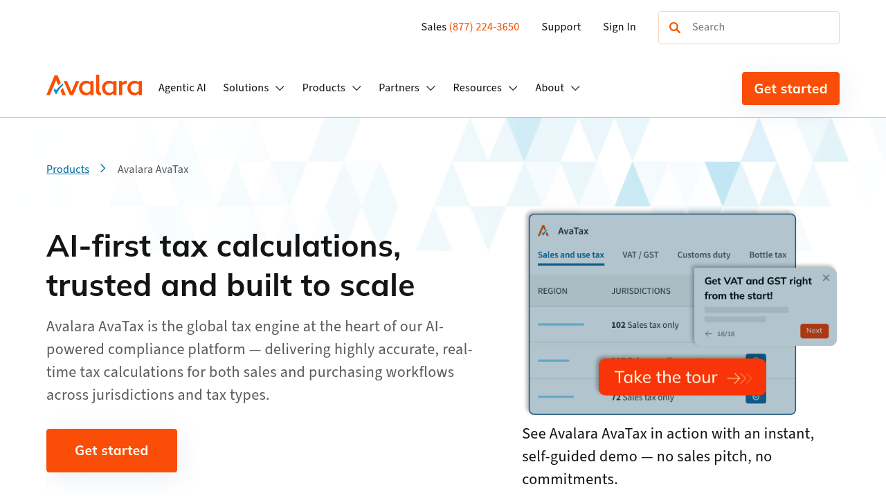 Avalara AvaTax product screenshot