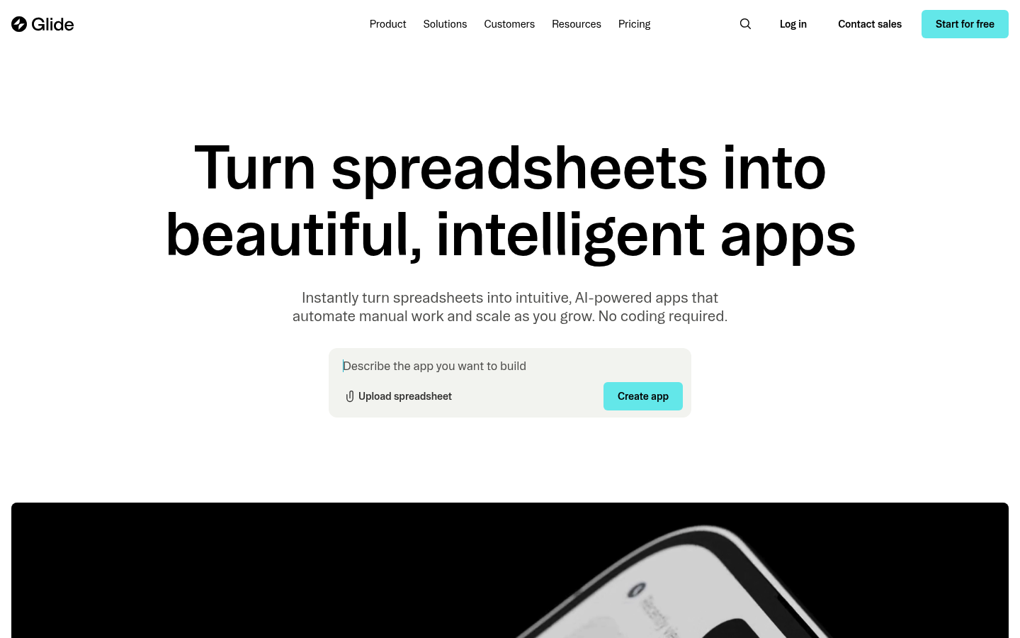 Glide homepage screenshot
