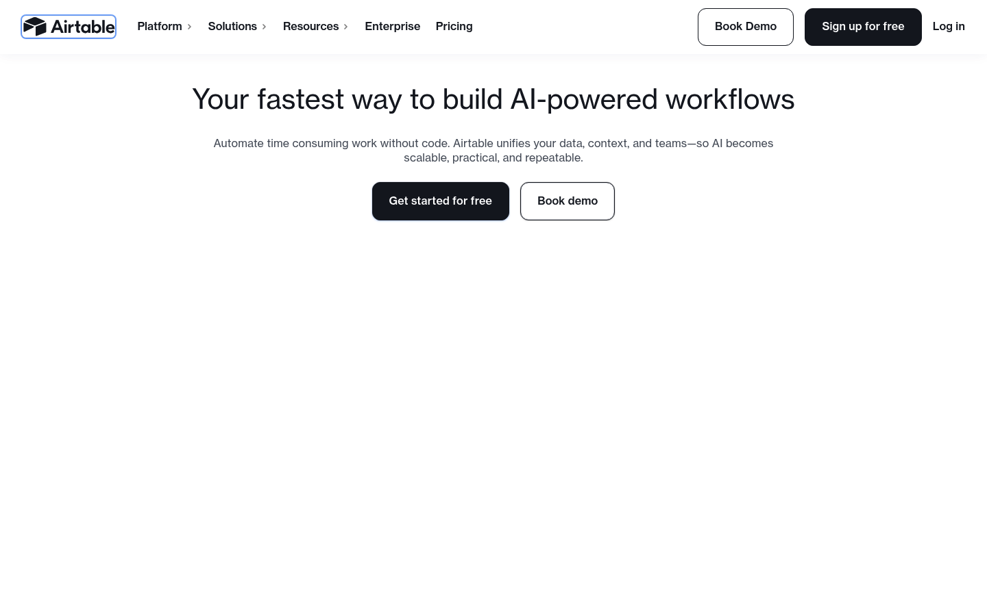 Airtable homepage screenshot