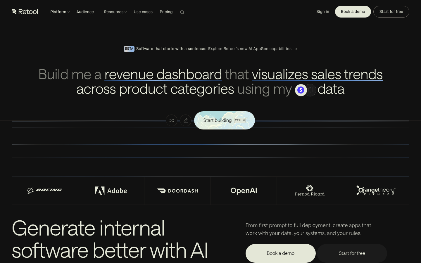 Retool homepage screenshot