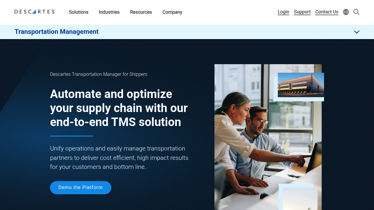 Descartes TMS product page screenshot