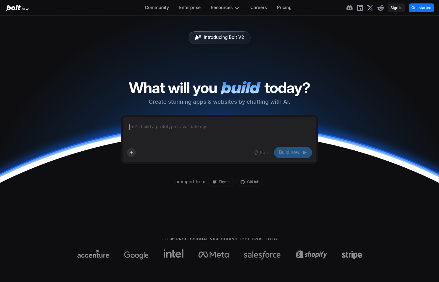 Bolt.new app builder interface