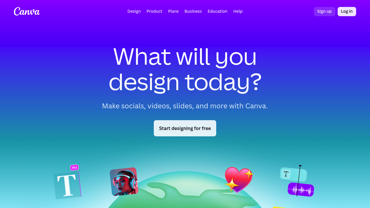 Canva homepage showing design templates