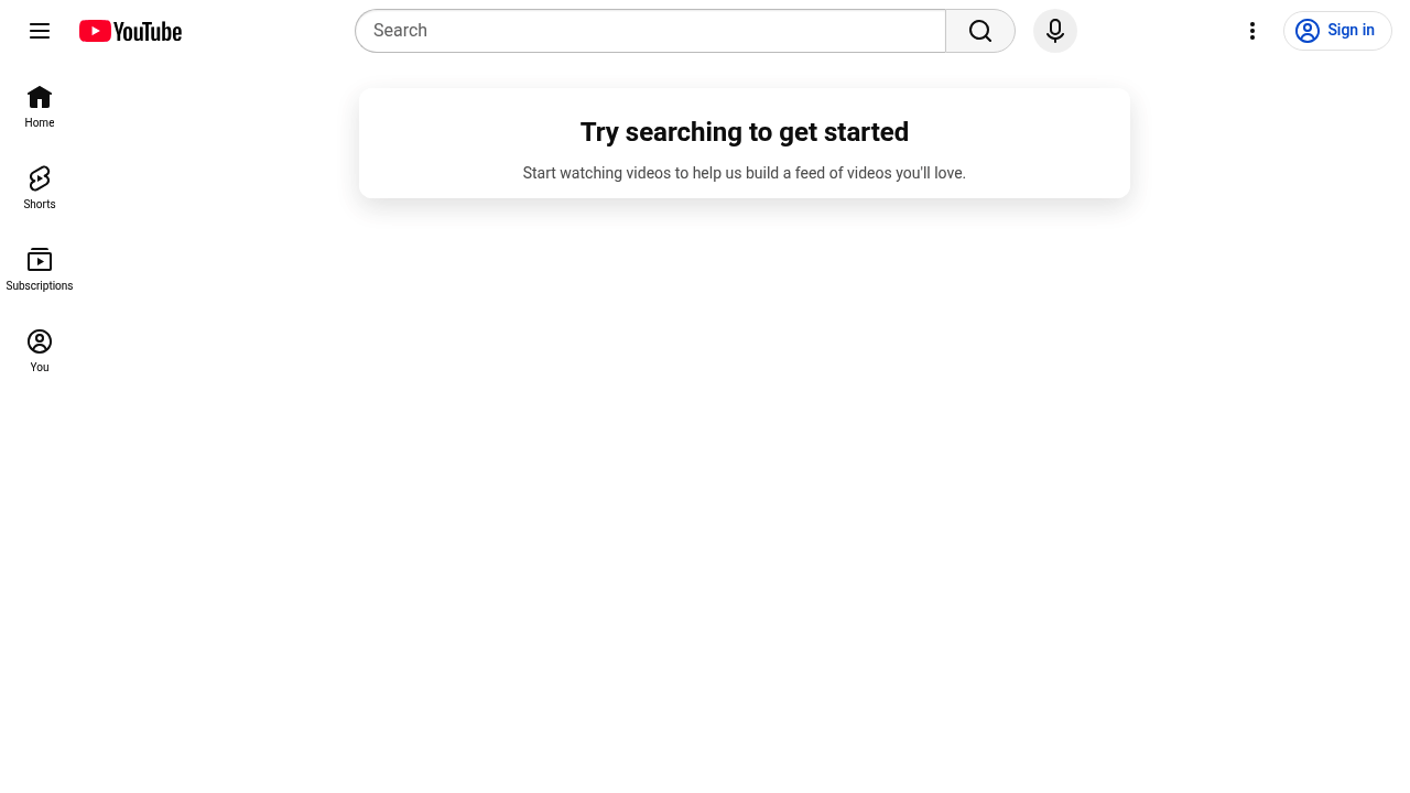 YouTube home screen with video recommendations