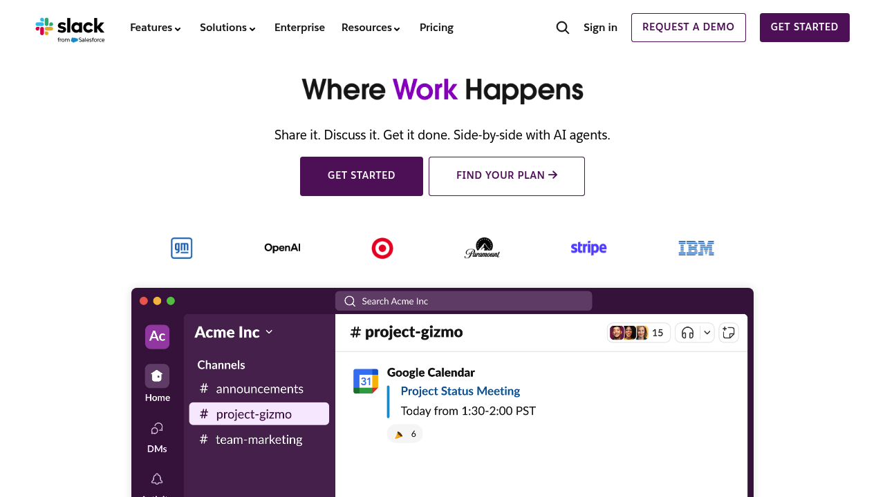 Slack channel conversation view