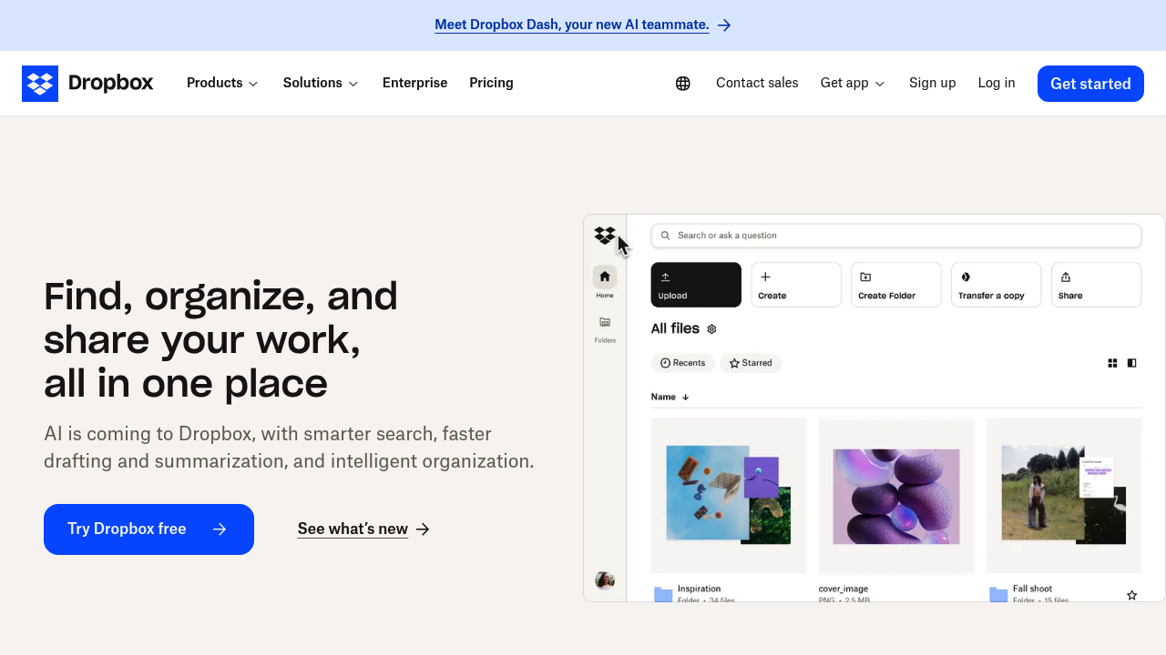 Dropbox file list view