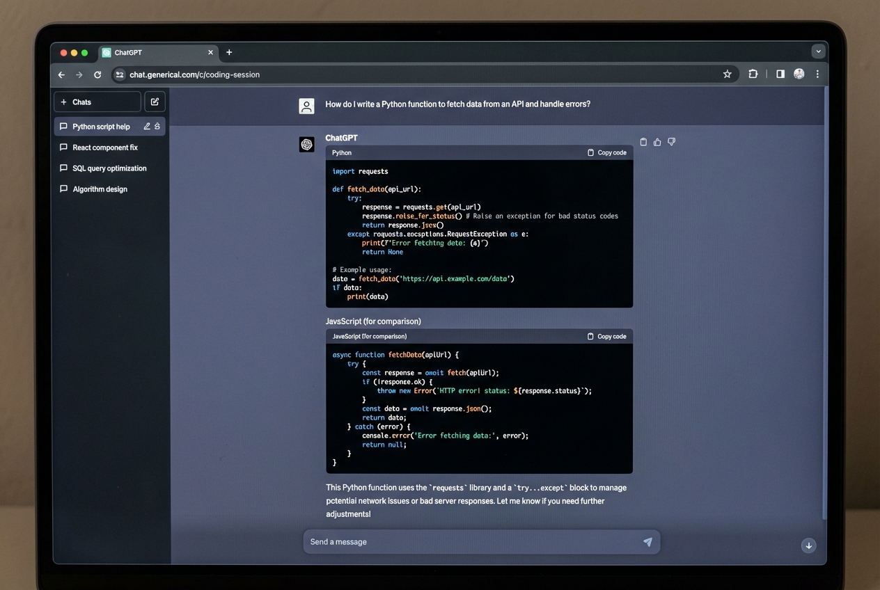ChatGPT coding session