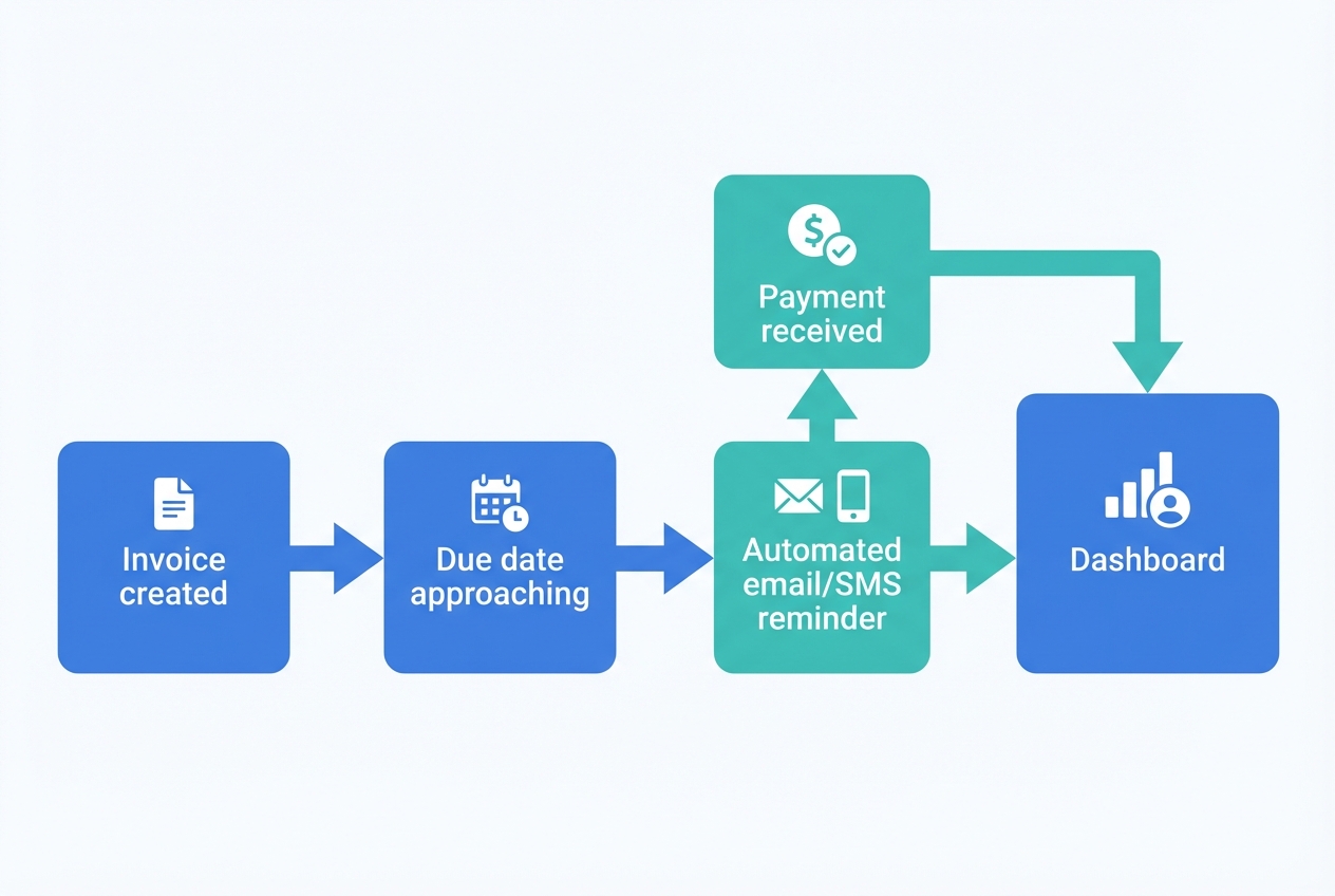 Dashboard of late invoice nudging app