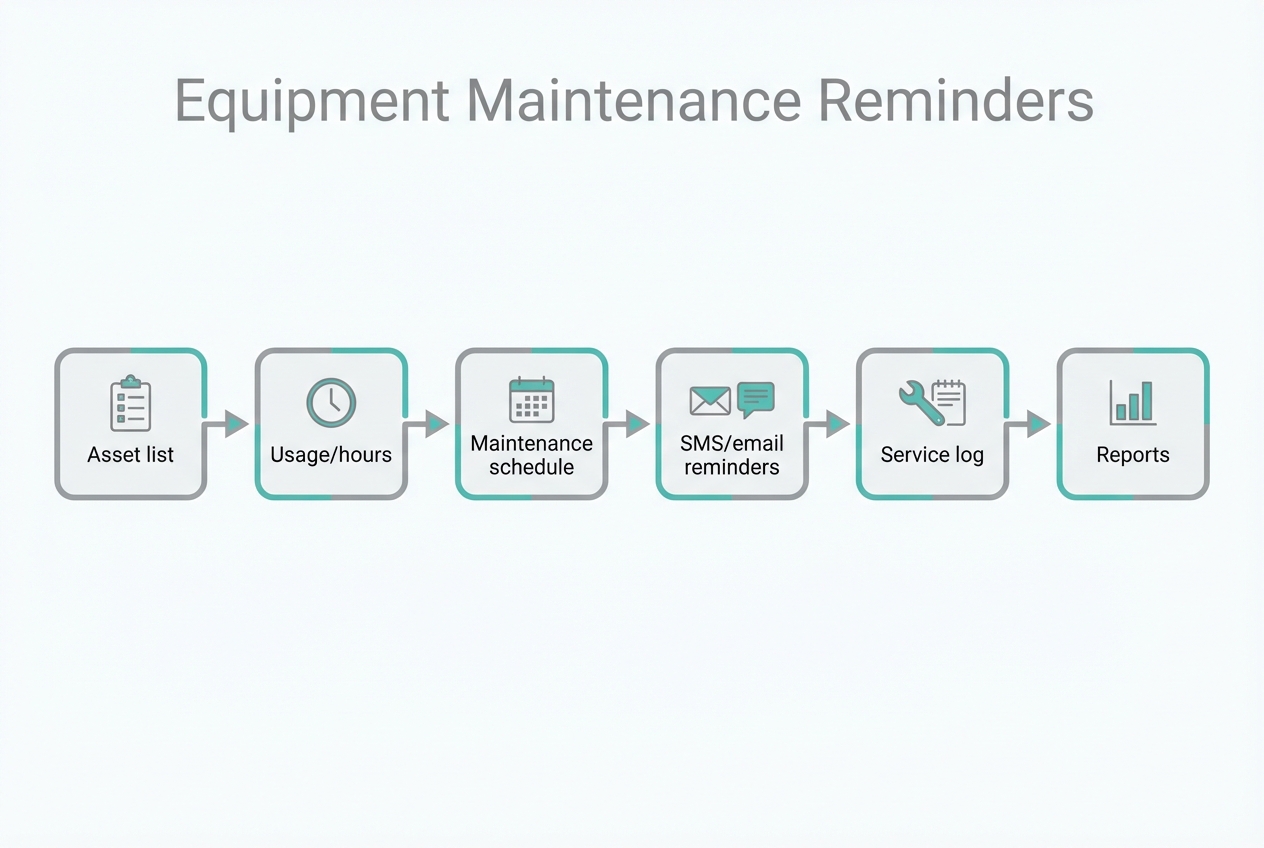 Equipment maintenance log and reminder app