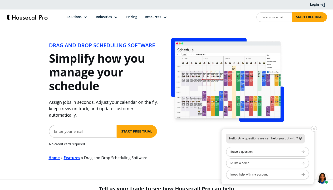 Screenshot of Housecall Pro website