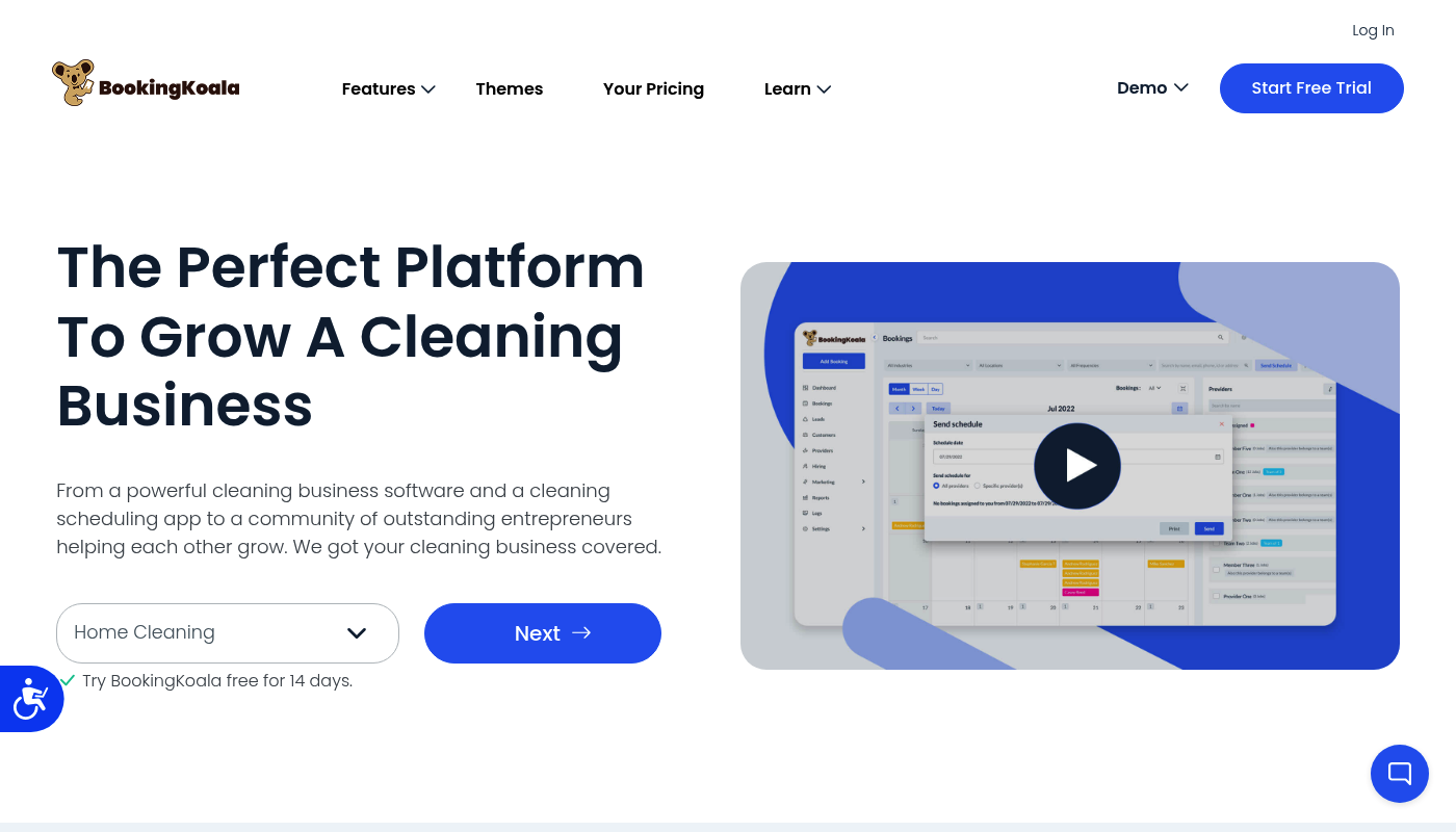 Screenshot of BookingKoala website