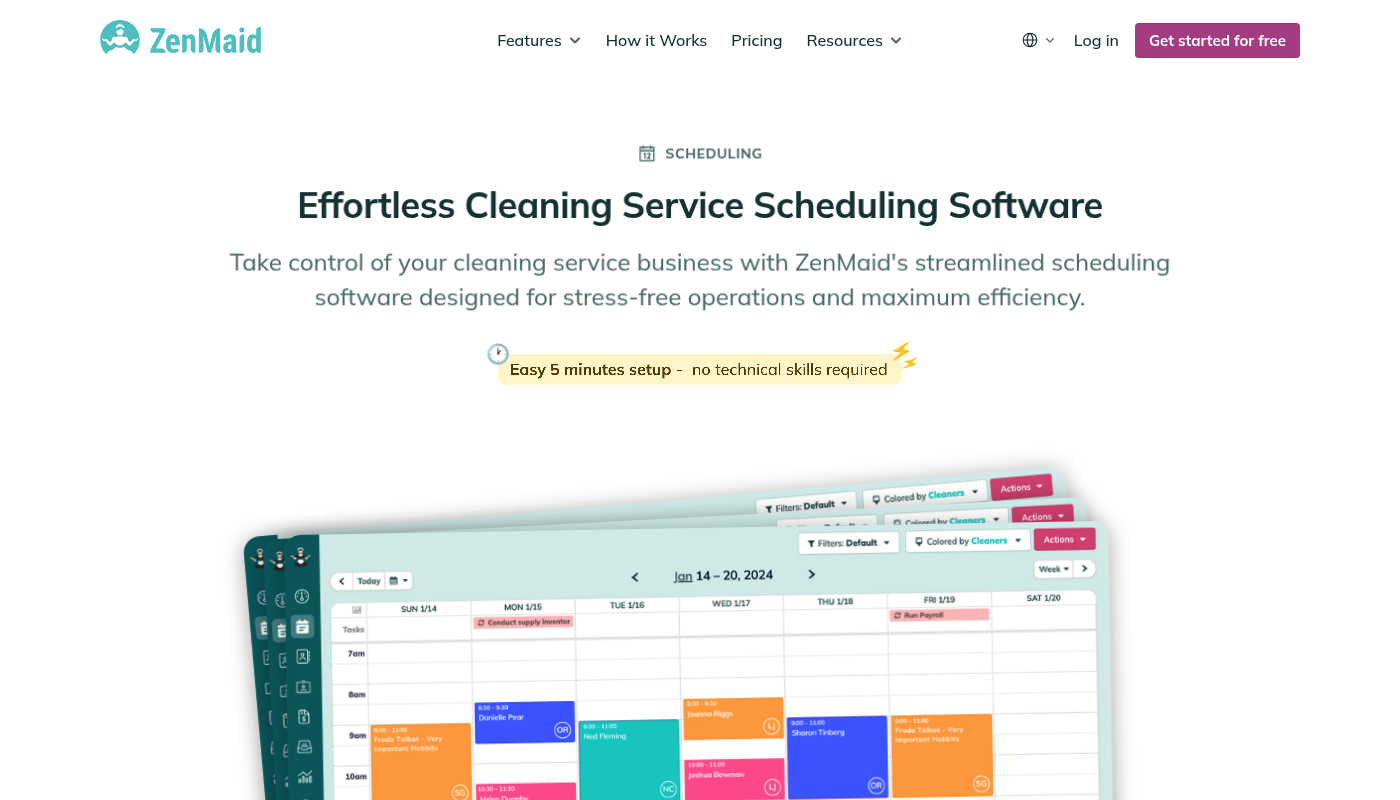 Screenshot of ZenMaid website