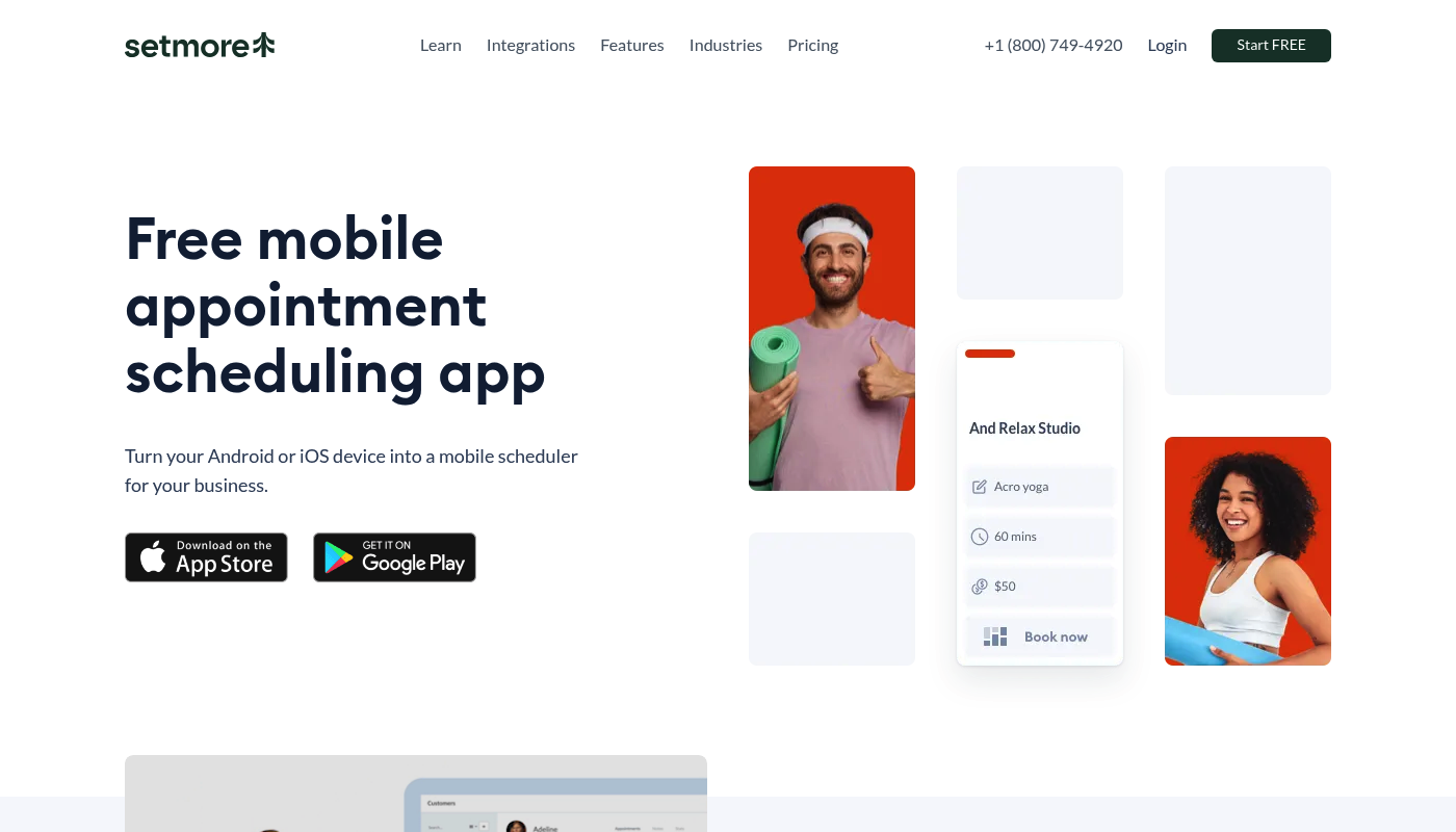 Screenshot of Setmore website