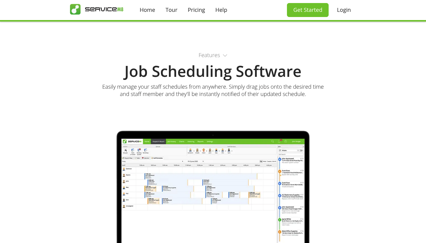 Screenshot of ServiceM8 website