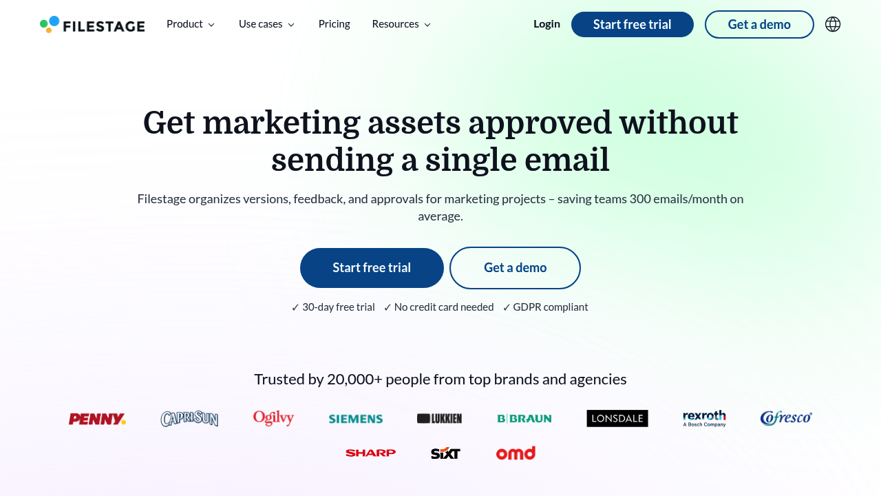 Screenshot of Filestage website