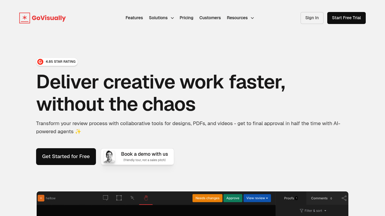 Screenshot of GoVisually website