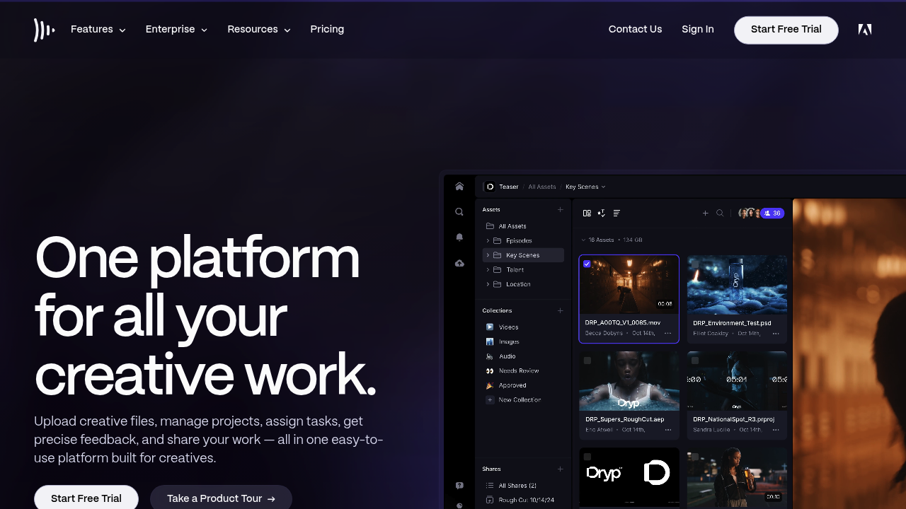 Screenshot of Frame.io website