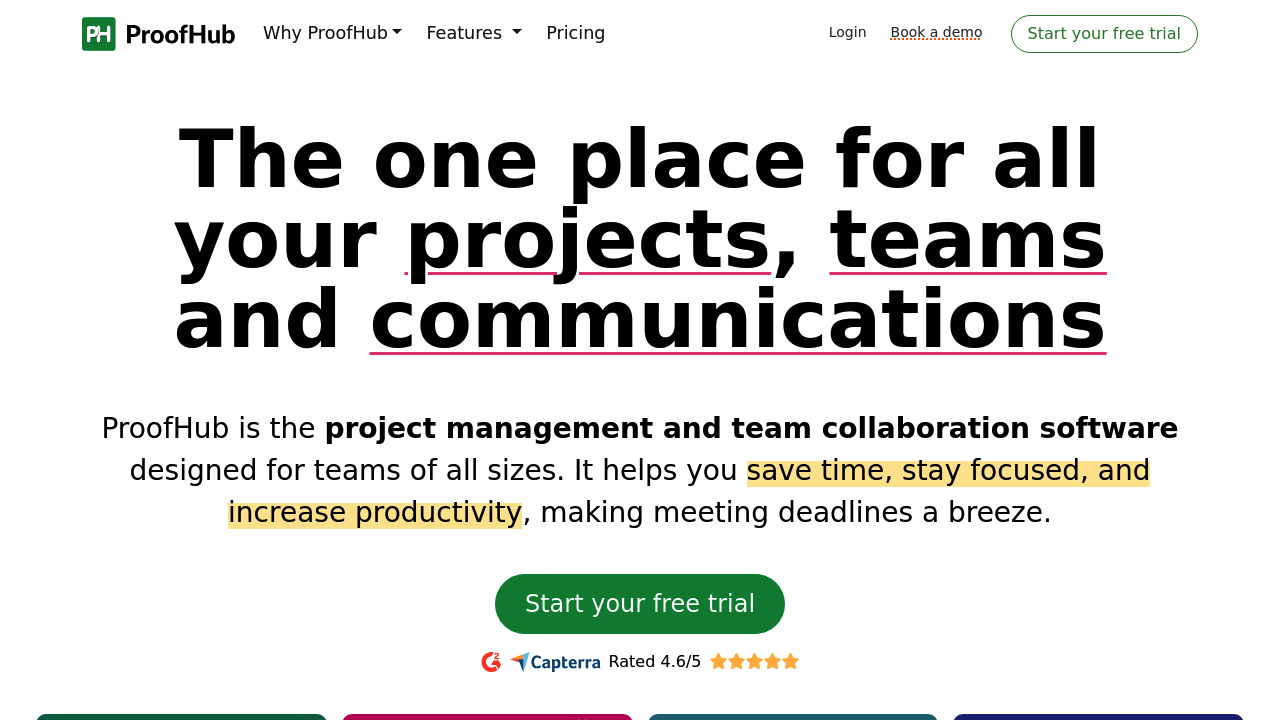 Screenshot of ProofHub website