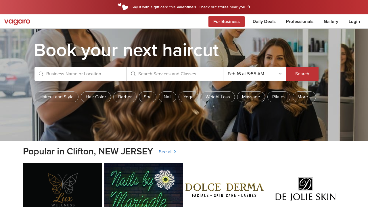 Screenshot of Vagaro website