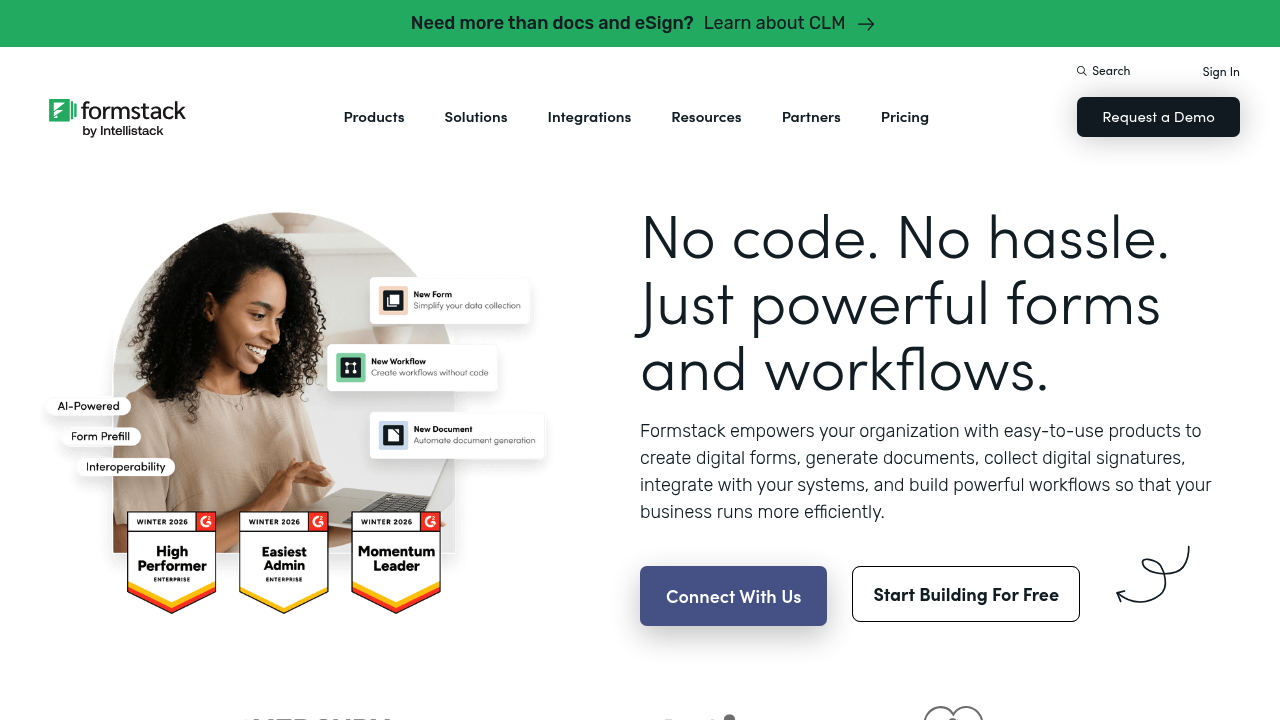 Screenshot of Formstack website