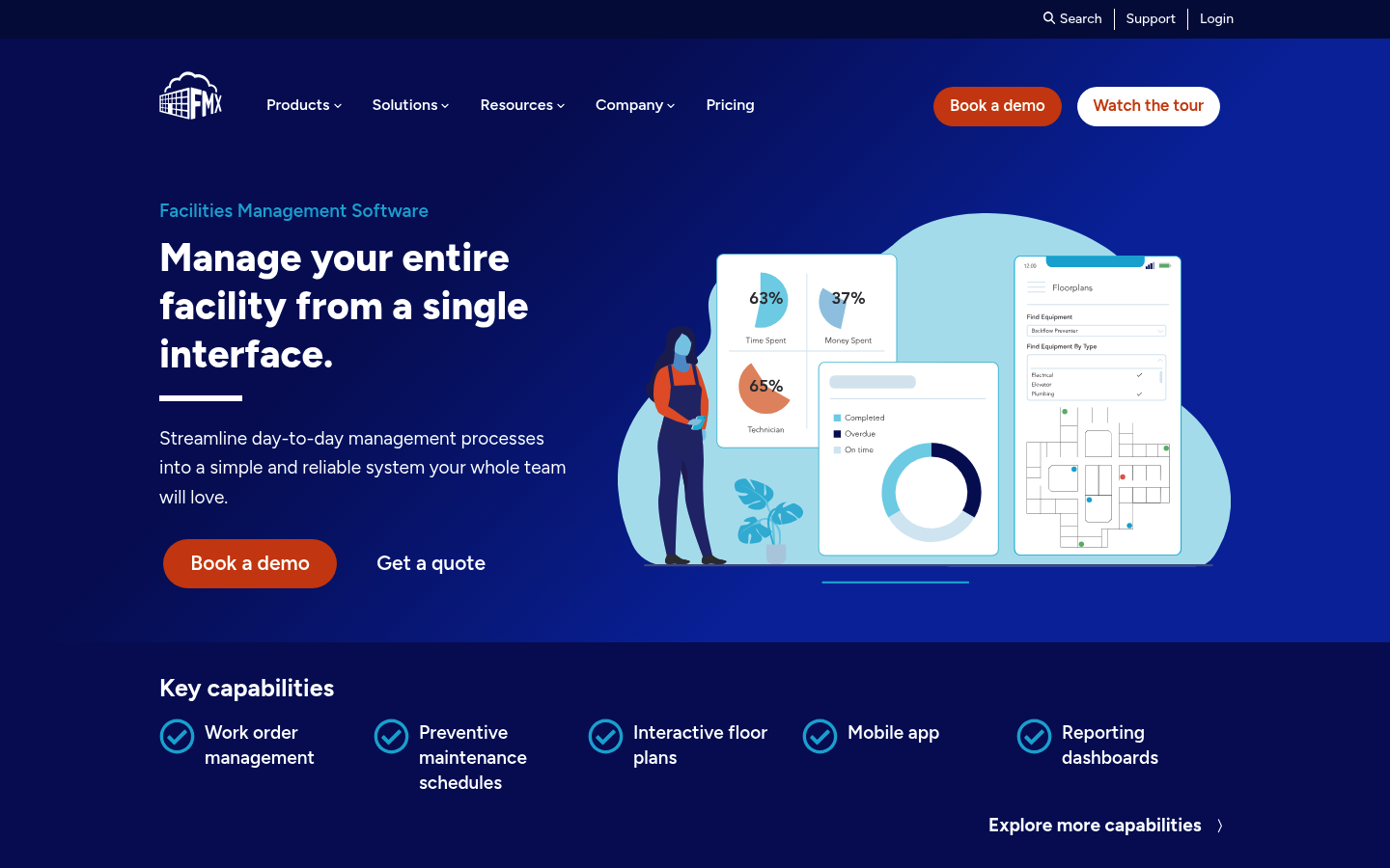 Screenshot of FMX website