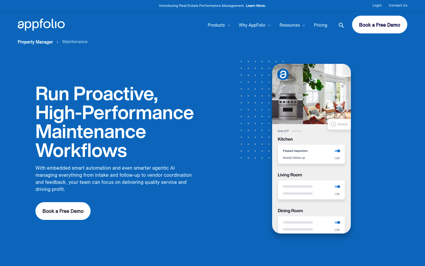 Screenshot of AppFolio Maintenance website