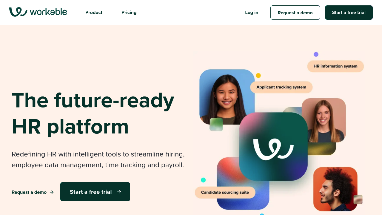 Screenshot of Workable website
