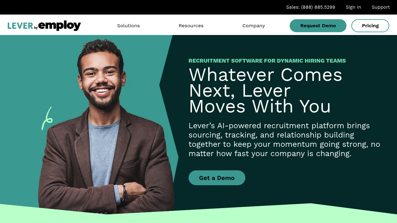 Screenshot of Lever website