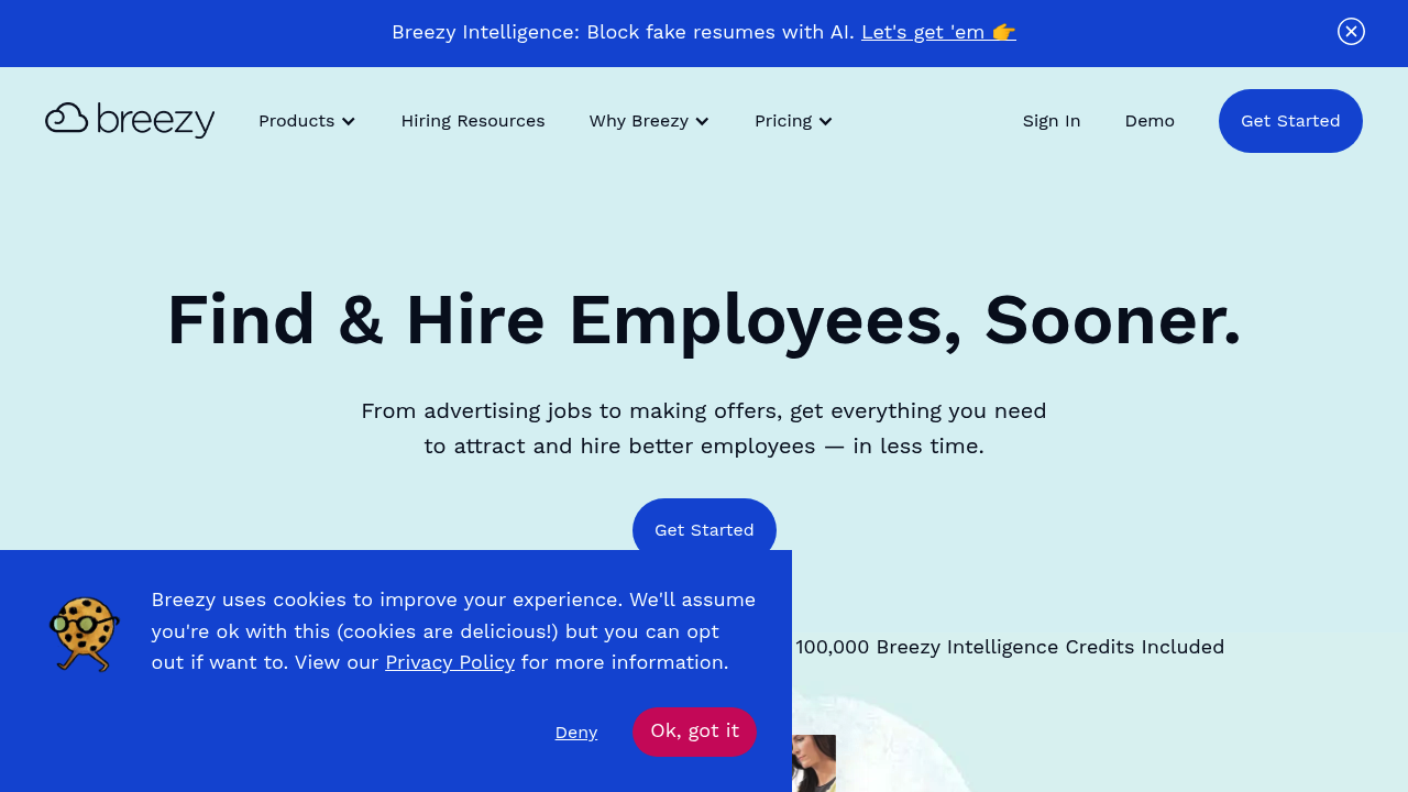 Screenshot of Breezy HR website