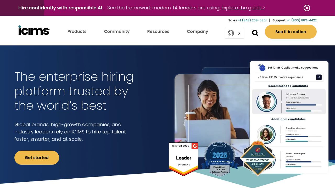 Screenshot of iCIMS website