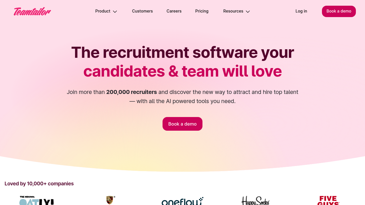 Screenshot of Teamtailor website