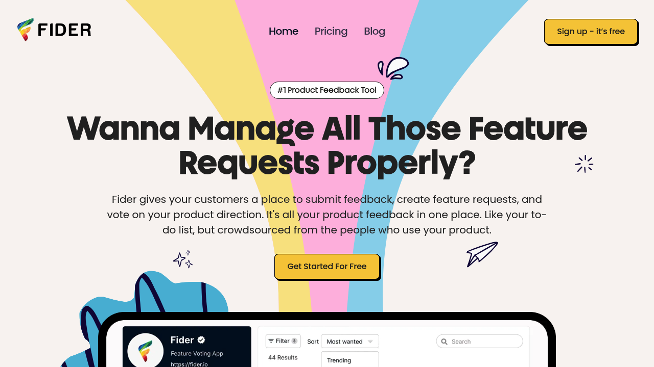 Screenshot of Fider website