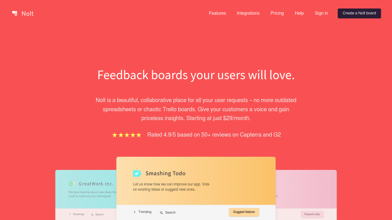Screenshot of Nolt website