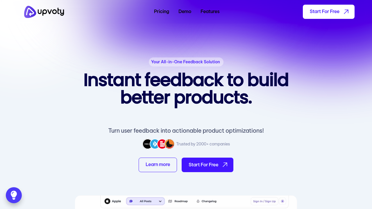 Screenshot of Upvoty website