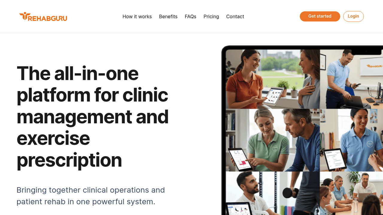 Screenshot of Rehab Guru exercise program platform