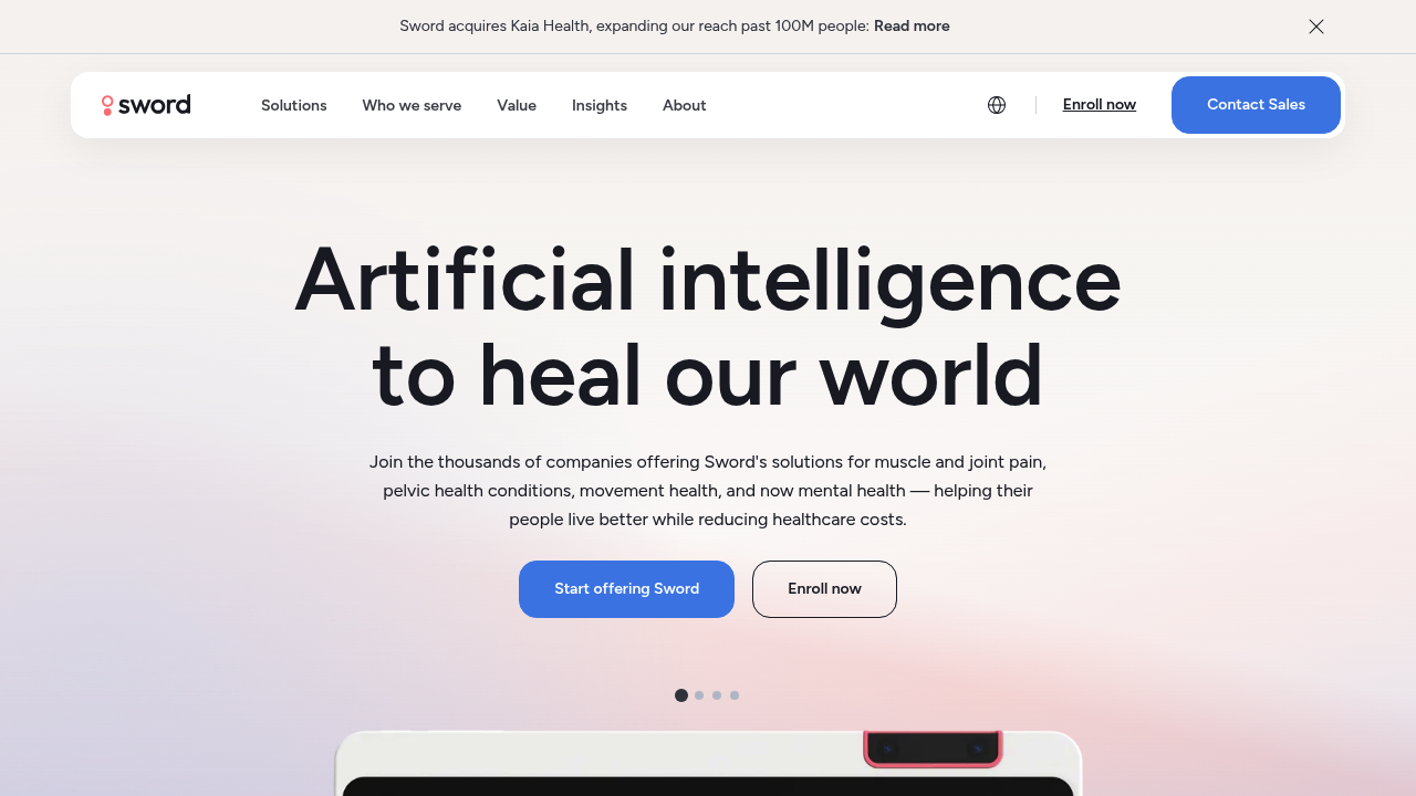 Screenshot of Sword Health digital physical therapy platform