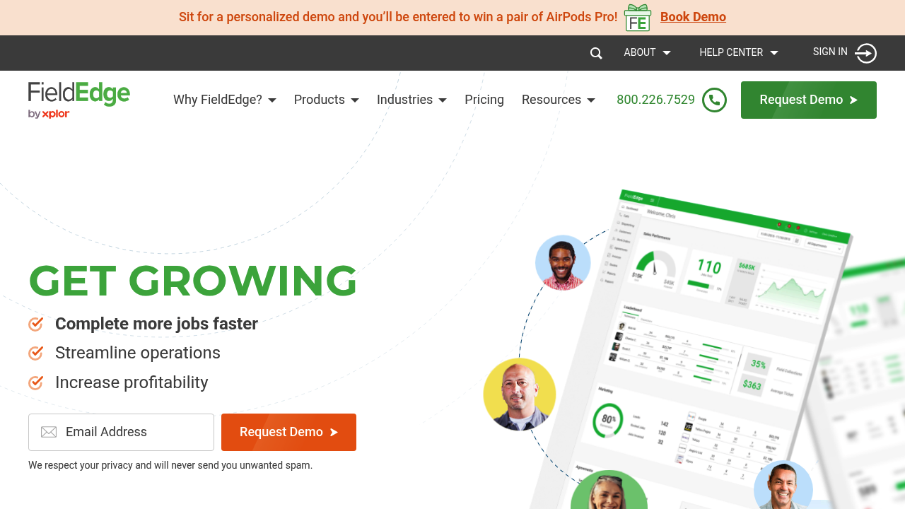 Screenshot of FieldEdge website