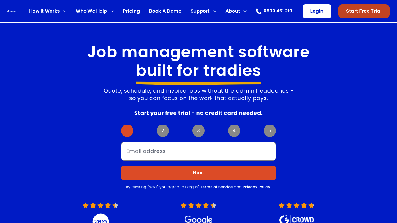 Screenshot of Fergus website