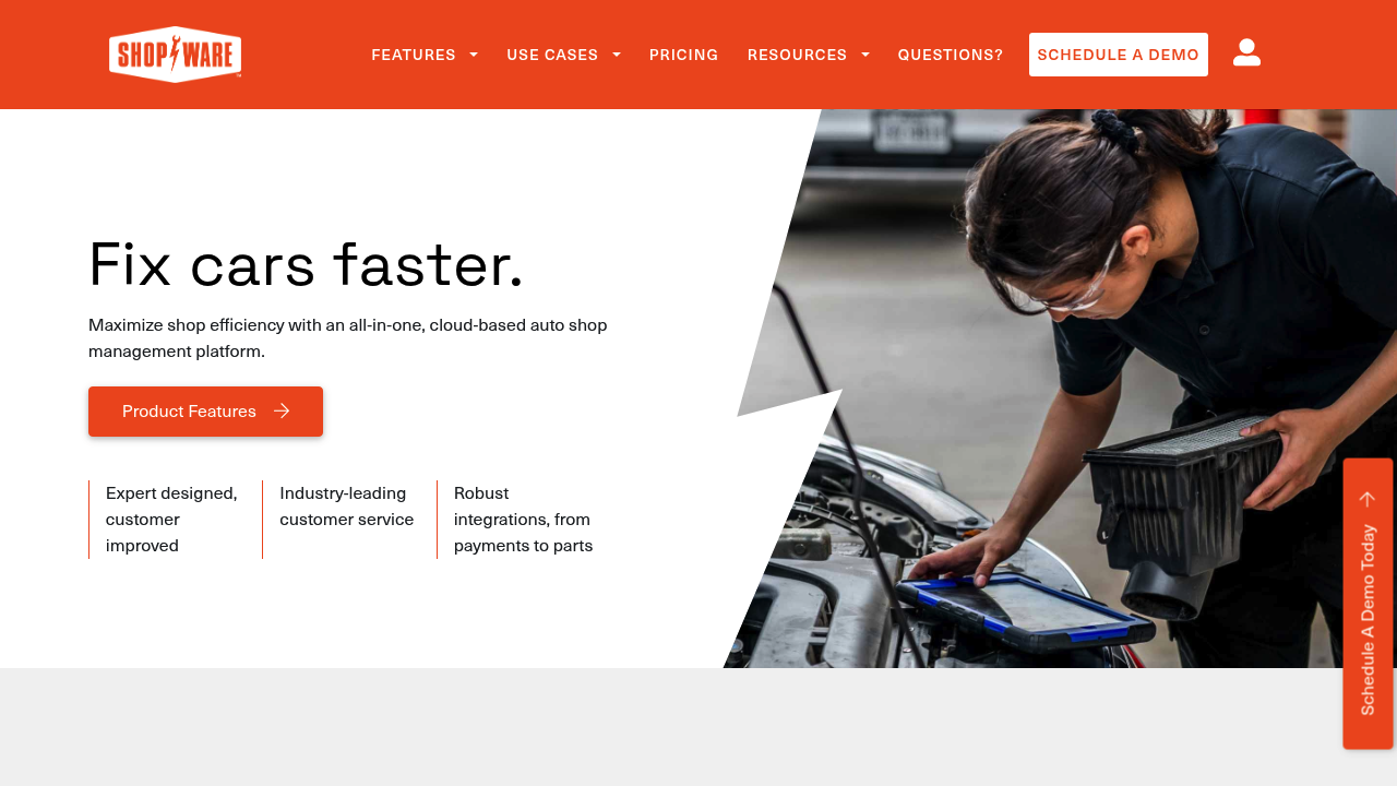 Screenshot of Shop-Ware website