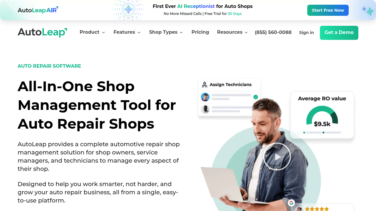 Screenshot of AutoLeap website