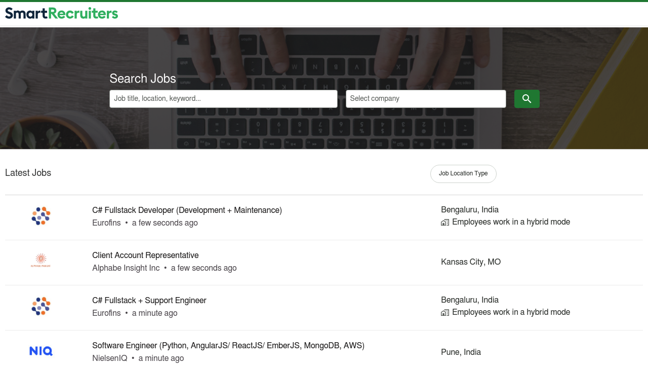 Screenshot of SmartRecruiters website