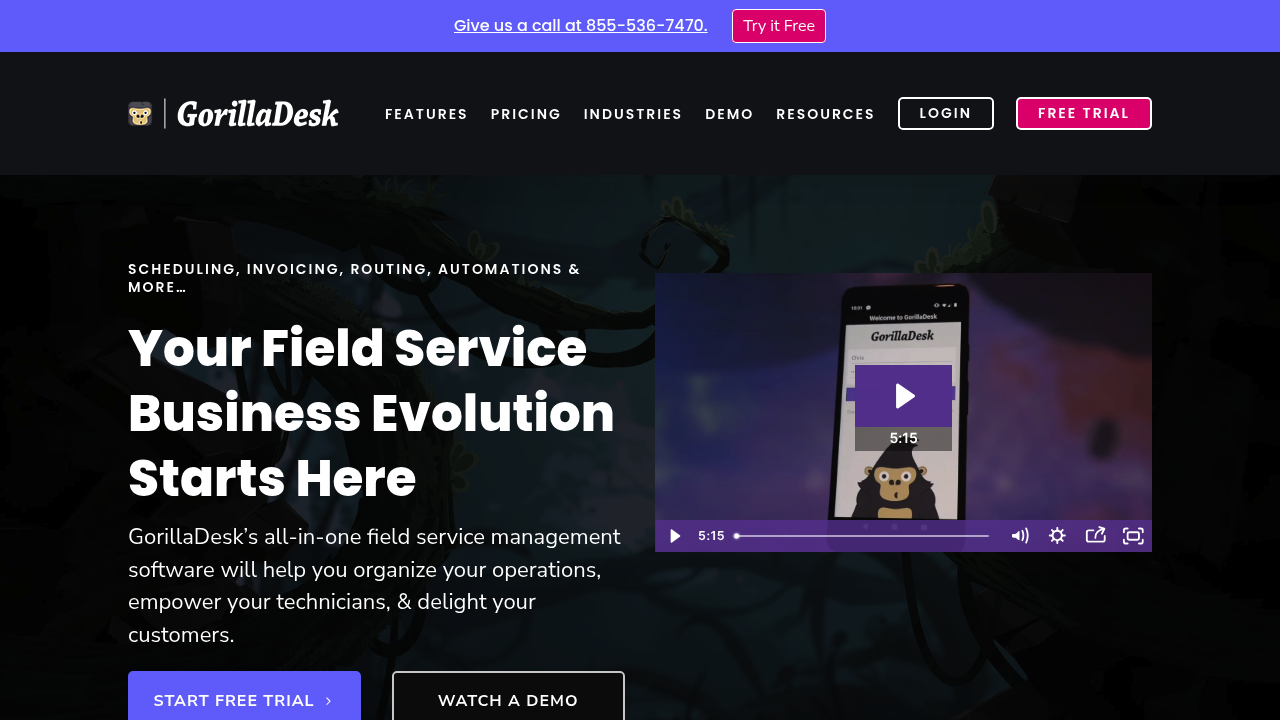 Screenshot of GorillaDesk website
